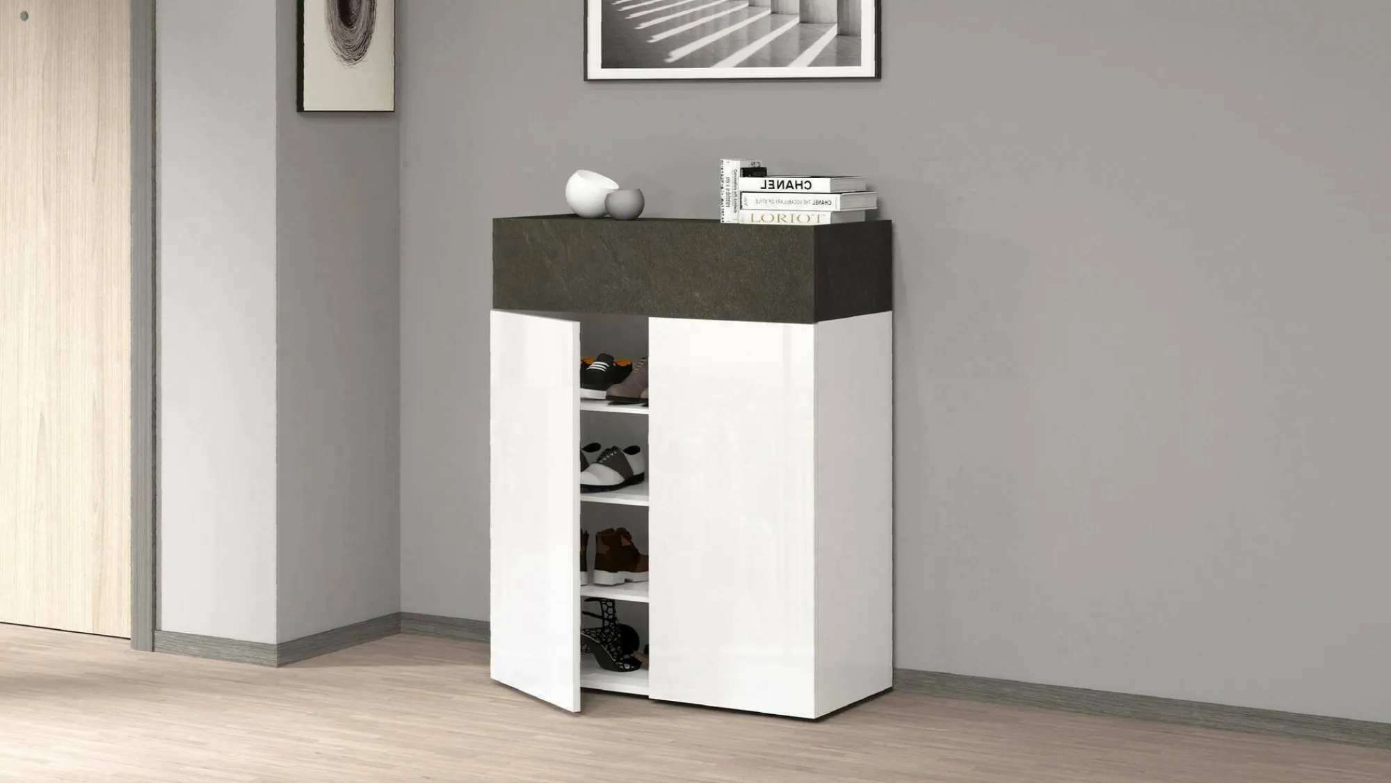 Scarpiera Nala, 76x38h100 cm, Bianco e<Dmora Store