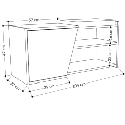 Scarpiera Neneng, 105x38 h47 cm, Antracite e Bianco<Dmora Cheap