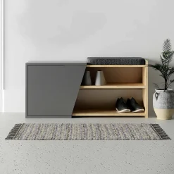 Scarpiera Neneng, 104x47 h37 cm, Quercia e Antracite<Dmora Flash Sale