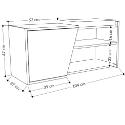 Scarpiera Neneng, 104x47 h37 cm, Quercia e Antracite<Dmora Flash Sale