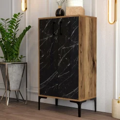Scarpiera Ngerulmud, 60x35 h111 cm, Noce e Nero<Dmora Flash Sale