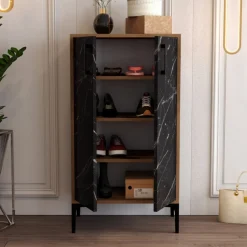 Scarpiera Ngerulmud, 60x35 h111 cm, Noce e Nero<Dmora Flash Sale