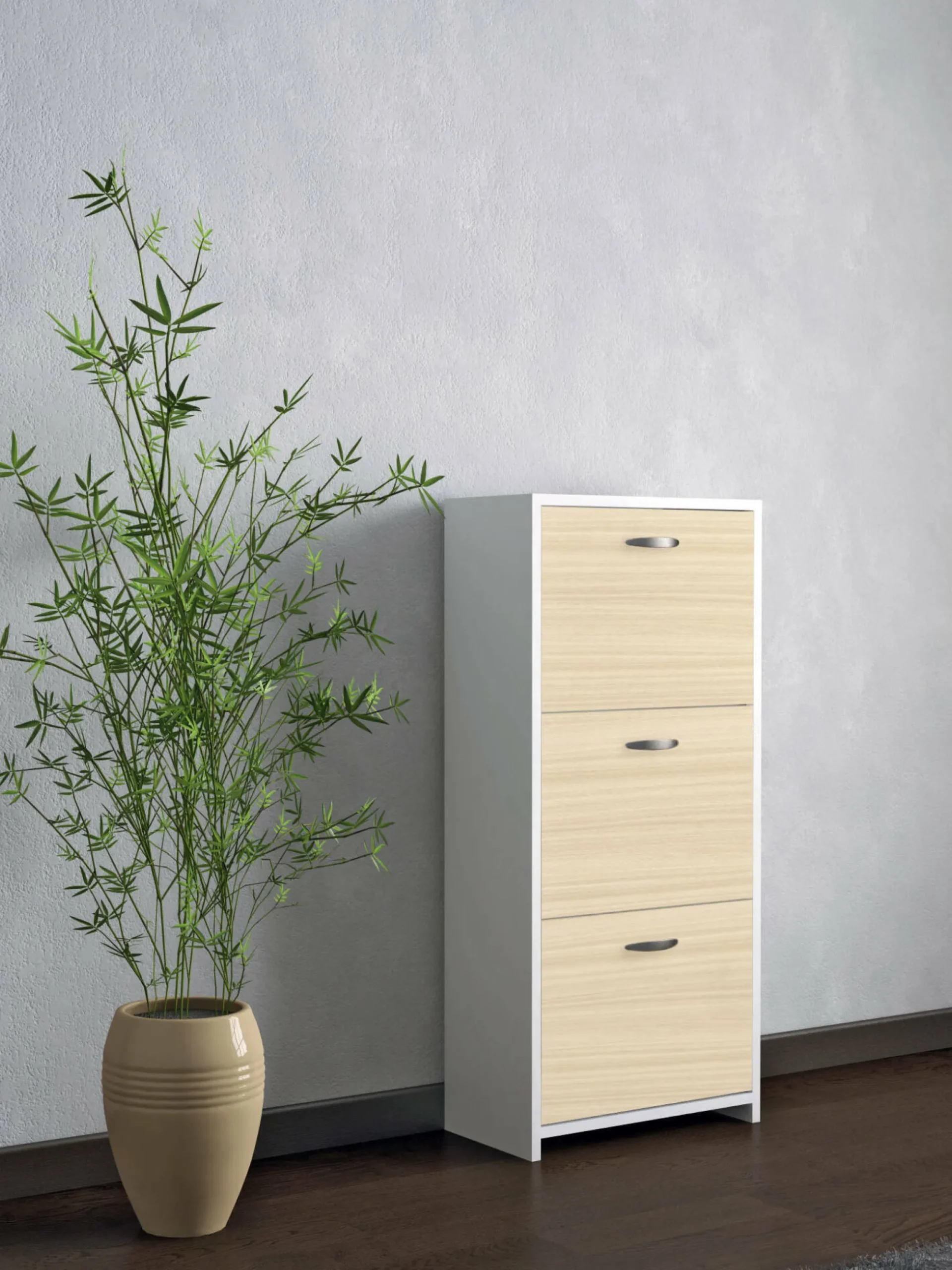 Scarpiera Nolo, 50x25h113 cm, Bianco e Rovere<Dmora Cheap