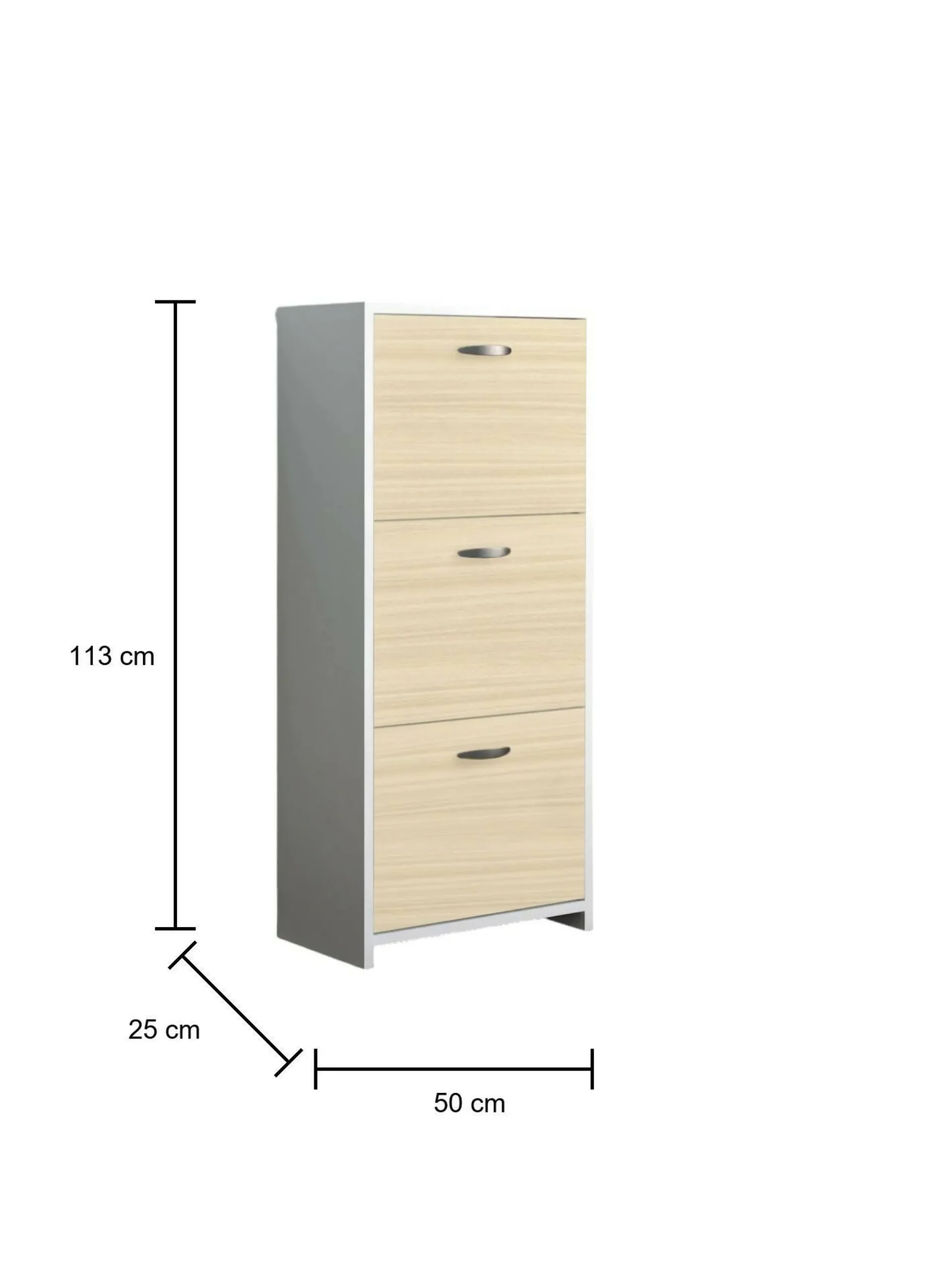 Scarpiera Nolo, 50x25h113 cm, Bianco e Rovere<Dmora Cheap