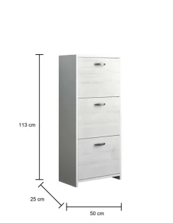 Scarpiera Nolo, 50x25h113 cm, Bianco e Rovere<Dmora Online