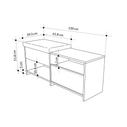 Scarpiera Nuri, 120x41 h51 cm,<Dmora Outlet
