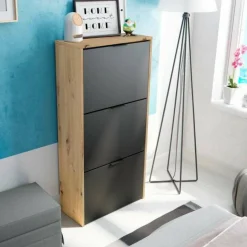 Scarpiera Ponente, 54x24h110 cm, Rovere e Antracite<Dmora Shop