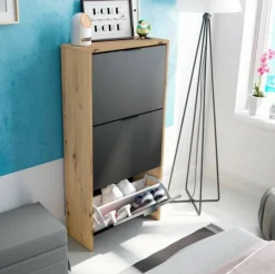 Scarpiera Ponente, 54x24h110 cm, Rovere e Antracite<Dmora Shop