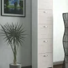 Scarpiera Roanu, 50x25h182 cm, Bianco e Rovere<Dmora Cheap