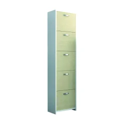 Scarpiera Roanu, 50x25h182 cm, Bianco e Rovere<Dmora Best