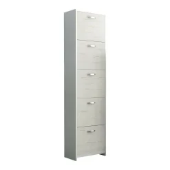 Scarpiera Roanu, 50x25h182 cm, Bianco e Rovere<Dmora Cheap