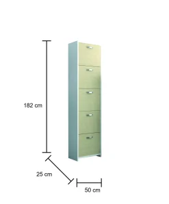 Scarpiera Roanu, 50x25h182 cm, Bianco e Rovere<Dmora Best