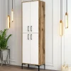 Scarpiera Sebastien, 60x35h200 cm, Noce e Bianco<Dmora Sale