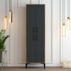 Scarpiera Sebastien, 60x35h200 cm, Noce e Antracite<Dmora Flash Sale