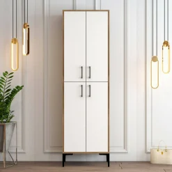 Scarpiera Sebastien, 60x35h200 cm, Noce e Bianco<Dmora Sale