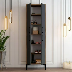 Scarpiera Sebastien, 60x35h200 cm, Noce e Antracite<Dmora Flash Sale