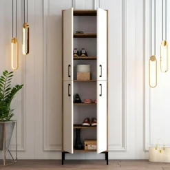 Scarpiera Sebastien, 60x35h200 cm, Noce e Bianco<Dmora Sale