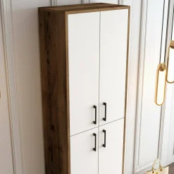 Scarpiera Sebastien, 60x35h200 cm, Noce e Bianco<Dmora Sale