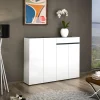 Scarpiera Speranza, 160x34h115 cm, Bianco lucido e Antracite<Dmora Best Sale