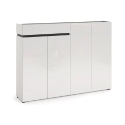 Scarpiera Speranza, 160x34h115 cm, Bianco lucido e Antracite<Dmora Best Sale