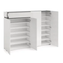 Scarpiera Speranza, 160x34h115 cm, Bianco lucido e Antracite<Dmora Best Sale