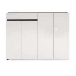 Scarpiera Speranza, 160x34h115 cm, Bianco lucido e Antracite<Dmora Best Sale
