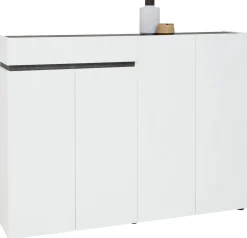 Scarpiera Speranza, 160x34h115 cm, Bianco lucido e Antracite<Dmora Best Sale