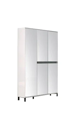 Scarpiera Sultano, 120x34h200 cm, Bianco lucido e Antracite<Dmora Clearance
