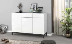 Scarpiera Syria, cm 120x40h80, Bianco lucido e Ardesia<Dmora Hot