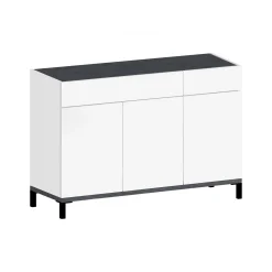 Scarpiera Syria, cm 120x40h80, Bianco lucido e Ardesia<Dmora Hot