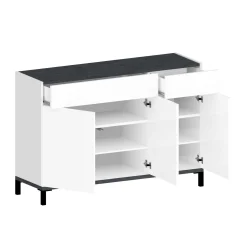 Scarpiera Syria, cm 120x40h80, Bianco lucido e Ardesia<Dmora Hot