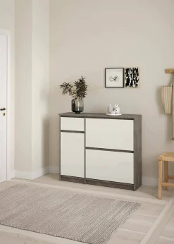 Scarpiera Todd, 32x109 h93 cm, Cemento e Bianco<Dmora Cheap