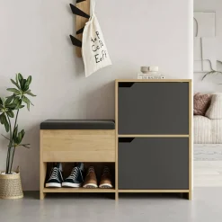 Scarpiera Tokage, 102x36 h81 cm, Antracite e Quercia<Dmora New
