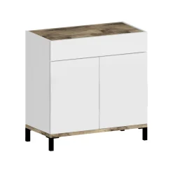 Scarpiera Variscite, cm 80x40h80, Bianco lucido e Acero<Dmora Cheap