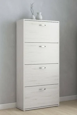 Scarpiera Vince, 73x25h157 cm, Bianco e Grigio<Dmora Discount