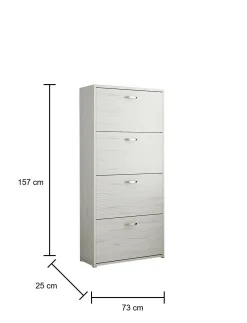 Scarpiera Vince, 73x25h157 cm, Bianco e Grigio<Dmora Discount