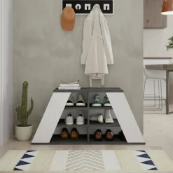 Scarpiera Zungri, 106x38 h50 cm, Grigio e Bianco<Dmora Outlet