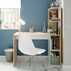Scrivania Abba, 110x52h136 cm, Bianco e Rovere<Dmora Store