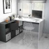 Scrivania Abby, 136x139h74 cm, Bianco e Antracite<Dmora Online