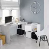 Scrivania Abby, 136x139h74 cm, Bianco e Cemento<Dmora Hot