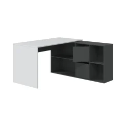 Scrivania Abby, 136x139h74 cm, Bianco e Antracite<Dmora Online