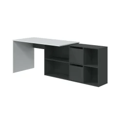 Scrivania Abby, 136x139h74 cm, Bianco e Antracite<Dmora Online