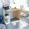 Scrivania Ablibla, 100x52h78 cm, Bianco e Rovere nodi<Dmora Cheap