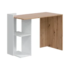 Scrivania Ablibla, 100x52h78 cm, Bianco e Rovere nodi<Dmora Cheap