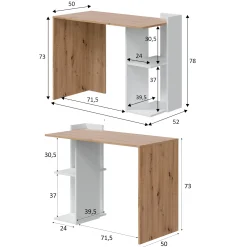 Scrivania Ablibla, 100x52h78 cm, Bianco e Rovere nodi<Dmora Cheap