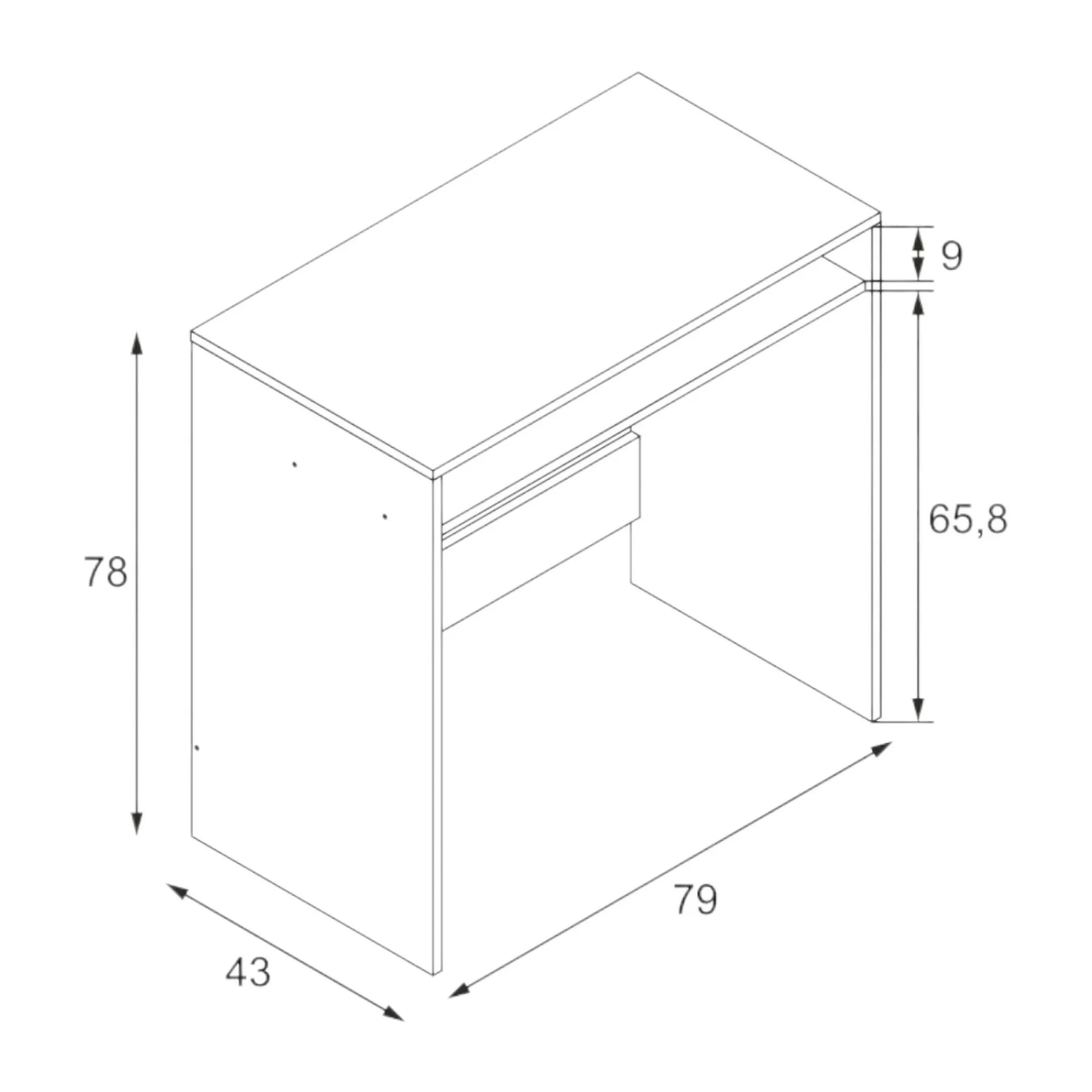 Scrivania Acu, 79x43h87 cm, Bianco effetto legno<Dmora Best Sale