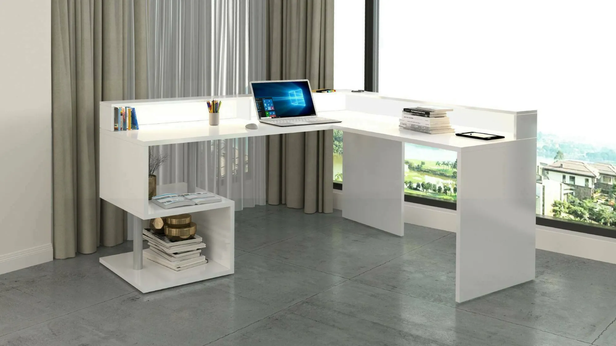 Scrivania Adelma, 180x60h93 cm,<Dmora Store