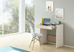 Scrivania Adri, 80x40h79 cm, Bianco e Rovere<Dmora Flash Sale