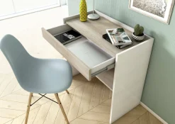 Scrivania Adri, 80x40h79 cm, Bianco e Rovere<Dmora Flash Sale