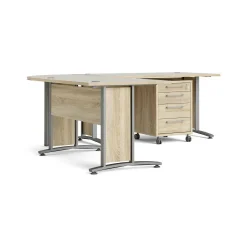 Scrivania Agerato, 200x230 h75 cm, Grigio e Quercia<Dmora Cheap